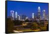 North Carolina, Charlotte, Elevated View of the City Skyline at Dawn-Walter Bibikow-Framed Stretched Canvas