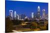 North Carolina, Charlotte, Elevated View of the City Skyline at Dawn-Walter Bibikow-Stretched Canvas