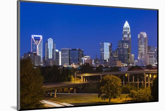 North Carolina, Charlotte, Elevated View of the City Skyline at Dawn-Walter Bibikow-Mounted Photographic Print