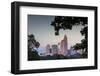 North Carolina, Charlotte, Elevated View of the City Skyline at Dusk-Walter Bibikow-Framed Photographic Print