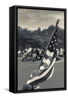 North Carolina, Charlotte, Flag at Rally of Christian Motorcycle Clubs-Walter Bibikow-Framed Stretched Canvas