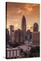 North Carolina, Charlotte, Ty Skyline from the Southeast, Sunset-Walter Bibikow-Stretched Canvas