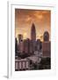 North Carolina, Charlotte, Ty Skyline from the Southeast, Sunset-Walter Bibikow-Framed Photographic Print
