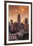 North Carolina, Charlotte, Ty Skyline from the Southeast, Sunset-Walter Bibikow-Framed Photographic Print