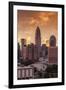 North Carolina, Charlotte, Ty Skyline from the Southeast, Sunset-Walter Bibikow-Framed Photographic Print