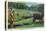 North Carolina - Cherokee Farmer with Ox-Drawn Plow-Lantern Press-Stretched Canvas