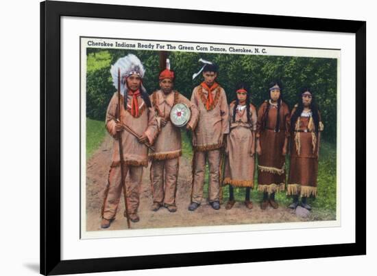 North Carolina - Cherokee Indians Ready for Green Corn Dance-Lantern Press-Framed Art Print