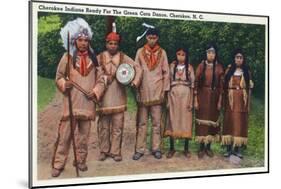 North Carolina - Cherokee Indians Ready for Green Corn Dance-Lantern Press-Mounted Art Print