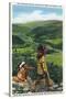 North Carolina - Cherokee Men Overlooking Fields near Great Smoky Mt. Nat'l Park-Lantern Press-Stretched Canvas