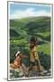 North Carolina - Cherokee Men Overlooking Fields near Great Smoky Mt. Nat'l Park-Lantern Press-Mounted Art Print