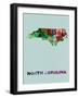 North Carolina Color Splatter Map-NaxArt-Framed Art Print