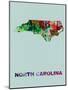 North Carolina Color Splatter Map-NaxArt-Mounted Art Print