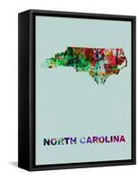 North Carolina Color Splatter Map-NaxArt-Framed Stretched Canvas