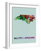 North Carolina Color Splatter Map-NaxArt-Framed Art Print