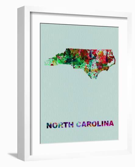 North Carolina Color Splatter Map-NaxArt-Framed Art Print