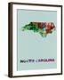 North Carolina Color Splatter Map-NaxArt-Framed Art Print