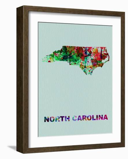 North Carolina Color Splatter Map-NaxArt-Framed Art Print