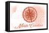 North Carolina - Compass - Coral - Coastal Icon-Lantern Press-Framed Stretched Canvas