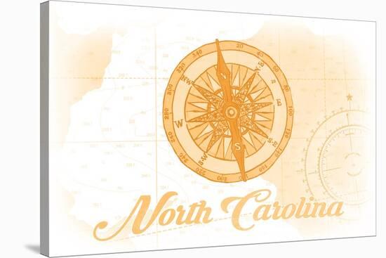 North Carolina - Compass - Yellow - Coastal Icon-Lantern Press-Stretched Canvas