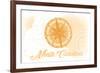 North Carolina - Compass - Yellow - Coastal Icon-Lantern Press-Framed Premium Giclee Print