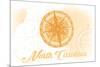 North Carolina - Compass - Yellow - Coastal Icon-Lantern Press-Mounted Premium Giclee Print