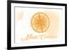 North Carolina - Compass - Yellow - Coastal Icon-Lantern Press-Framed Art Print