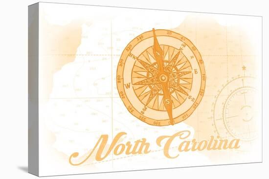 North Carolina - Compass - Yellow - Coastal Icon-Lantern Press-Stretched Canvas