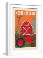 North Carolina - Country - Woodblock-Lantern Press-Framed Art Print