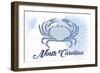 North Carolina - Crab - Blue - Coastal Icon-Lantern Press-Framed Art Print