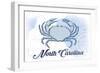 North Carolina - Crab - Blue - Coastal Icon-Lantern Press-Framed Art Print