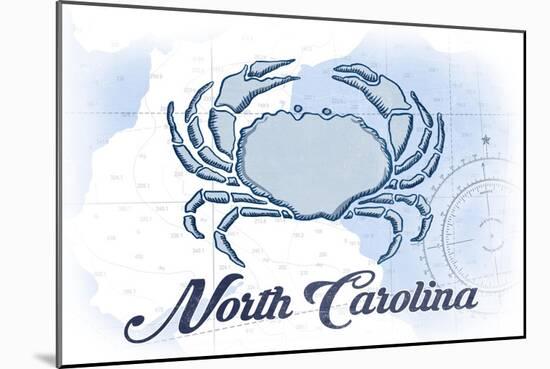 North Carolina - Crab - Blue - Coastal Icon-Lantern Press-Mounted Art Print