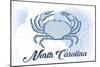 North Carolina - Crab - Blue - Coastal Icon-Lantern Press-Mounted Art Print