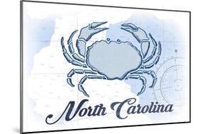 North Carolina - Crab - Blue - Coastal Icon-Lantern Press-Mounted Art Print