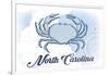 North Carolina - Crab - Blue - Coastal Icon-Lantern Press-Framed Art Print