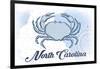 North Carolina - Crab - Blue - Coastal Icon-Lantern Press-Framed Art Print