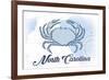 North Carolina - Crab - Blue - Coastal Icon-Lantern Press-Framed Premium Giclee Print