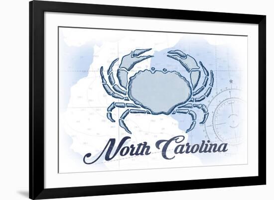 North Carolina - Crab - Blue - Coastal Icon-Lantern Press-Framed Premium Giclee Print