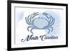 North Carolina - Crab - Blue - Coastal Icon-Lantern Press-Framed Premium Giclee Print