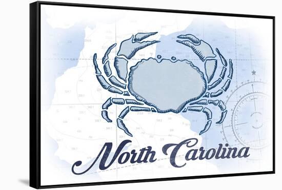 North Carolina - Crab - Blue - Coastal Icon-Lantern Press-Framed Stretched Canvas