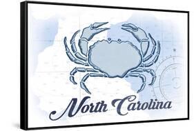 North Carolina - Crab - Blue - Coastal Icon-Lantern Press-Framed Stretched Canvas