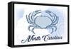 North Carolina - Crab - Blue - Coastal Icon-Lantern Press-Framed Stretched Canvas