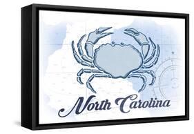 North Carolina - Crab - Blue - Coastal Icon-Lantern Press-Framed Stretched Canvas