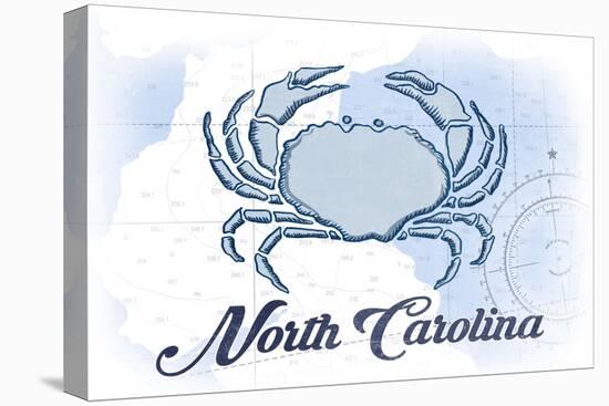 North Carolina - Crab - Blue - Coastal Icon-Lantern Press-Stretched Canvas