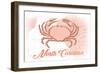 North Carolina - Crab - Coral - Coastal Icon-Lantern Press-Framed Art Print