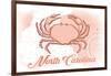 North Carolina - Crab - Coral - Coastal Icon-Lantern Press-Framed Art Print