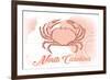 North Carolina - Crab - Coral - Coastal Icon-Lantern Press-Framed Art Print