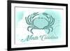 North Carolina - Crab - Teal - Coastal Icon-Lantern Press-Framed Premium Giclee Print