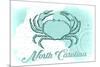 North Carolina - Crab - Teal - Coastal Icon-Lantern Press-Mounted Premium Giclee Print