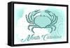 North Carolina - Crab - Teal - Coastal Icon-Lantern Press-Framed Stretched Canvas