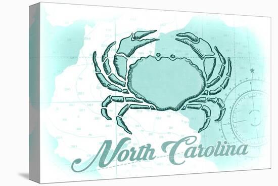 North Carolina - Crab - Teal - Coastal Icon-Lantern Press-Stretched Canvas